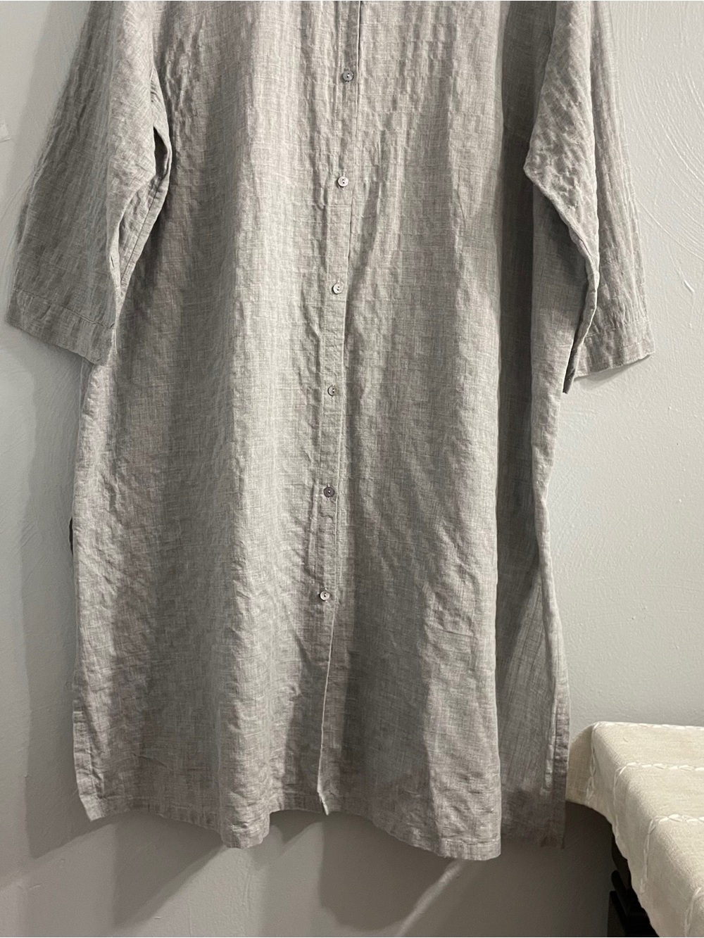 Eileen Fisher Light Gray organic cotton Button-Front  Midi Dress shirtdress 2X - Picture 4 of 13